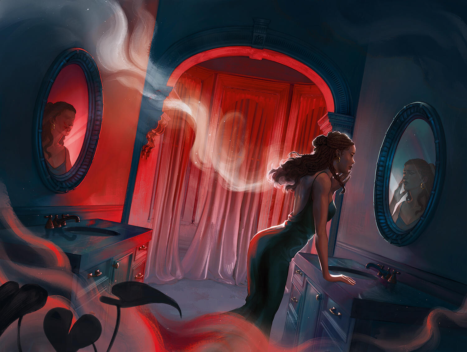 Endpaper for Evernight edition of An Academy for Liars by Alexis Henderson